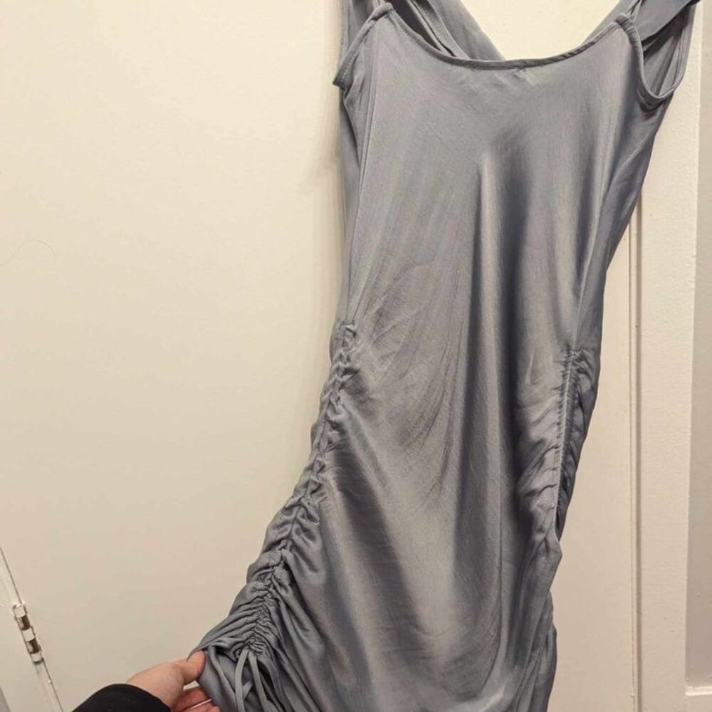 Free People Ruched Slip Dress, Greyish blue - Size S